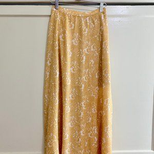 Bohemian Yellow Flower Long Maxi Skirt Size Small